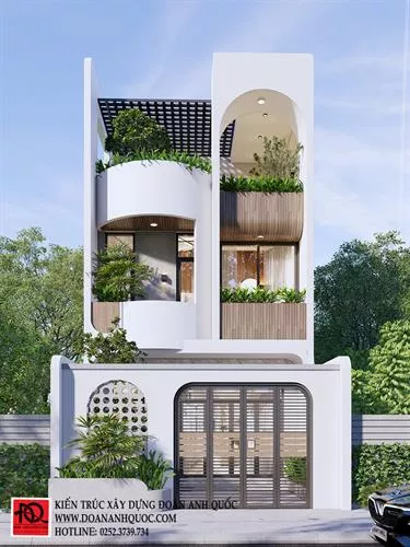 Thiết kế nhà phố vòm cong 3 tầng tại Phan Thiết - Bình Thuận